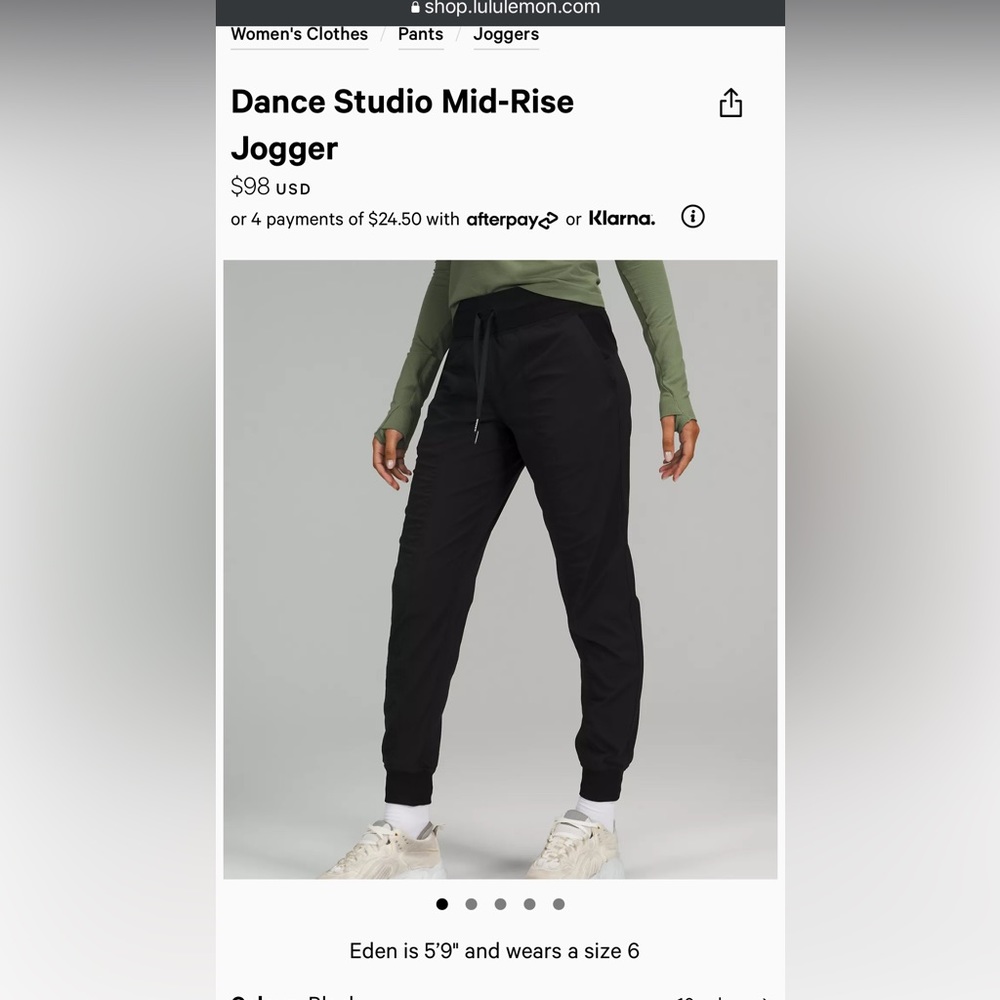 Lululemon dance studio mid rise jogger size 0